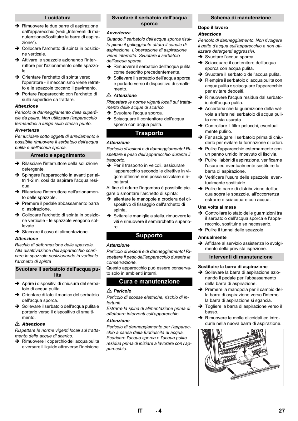 Trasporto supporto cura e manutenzione | Karcher BR 40-10 C Adv + MF User Manual | Page 27 / 196