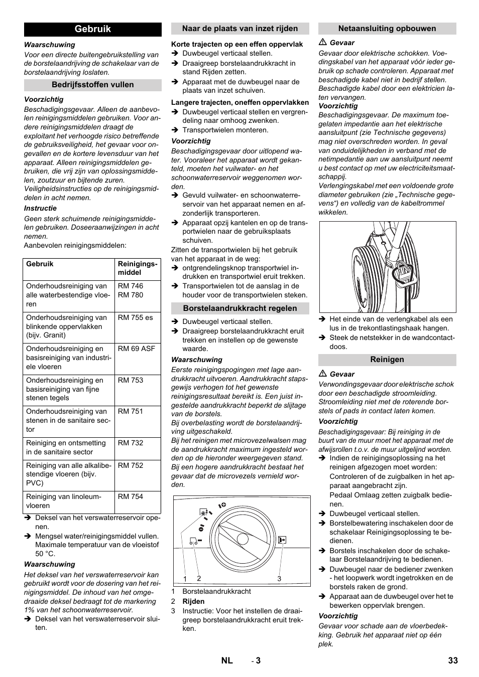 Gebruik | Karcher BR 40-10 C Adv + MF User Manual | Page 33 / 196