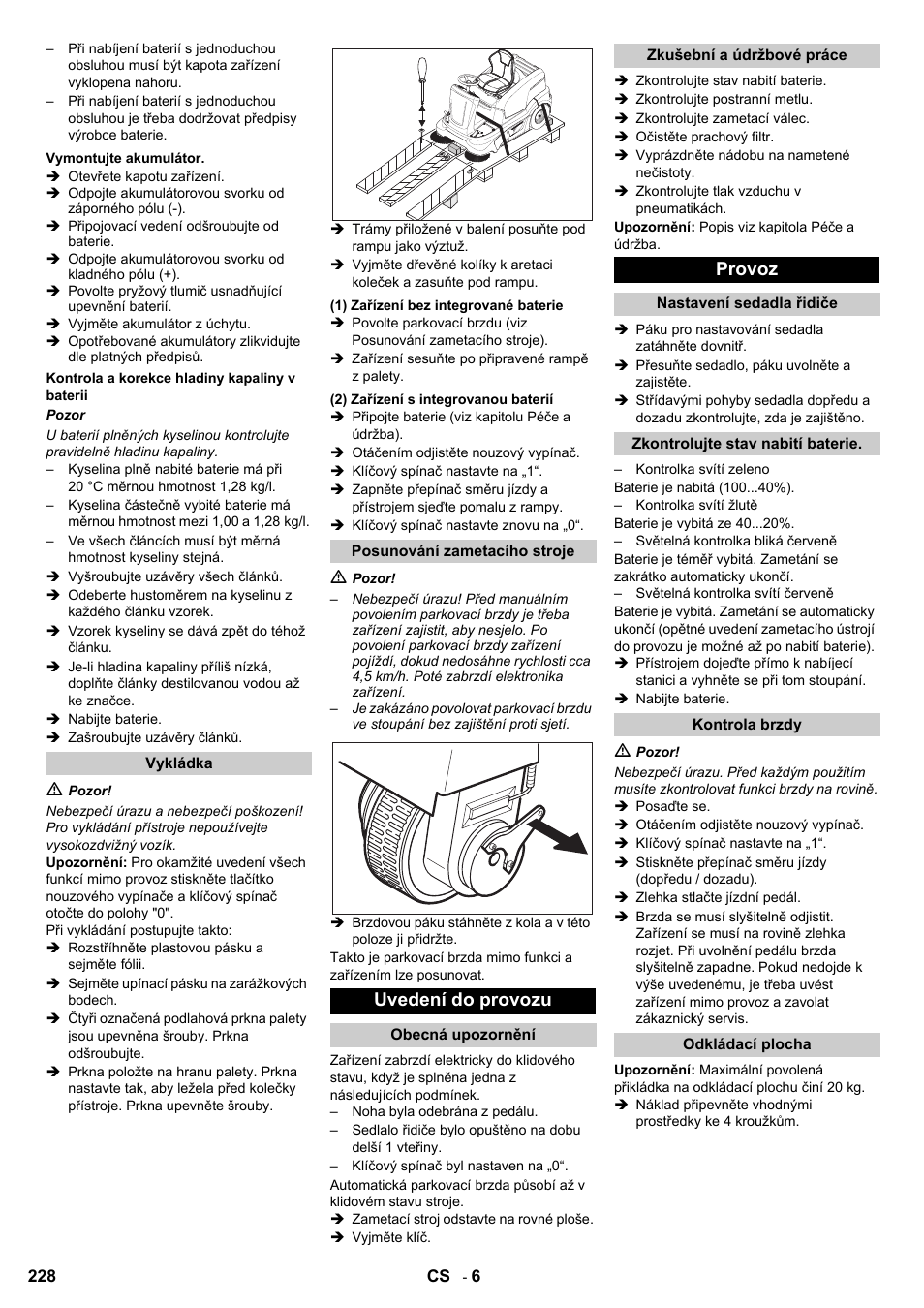 Uvedení do provozu, Provoz | Karcher KM 90-60 R Bp User Manual | Page 228 / 408