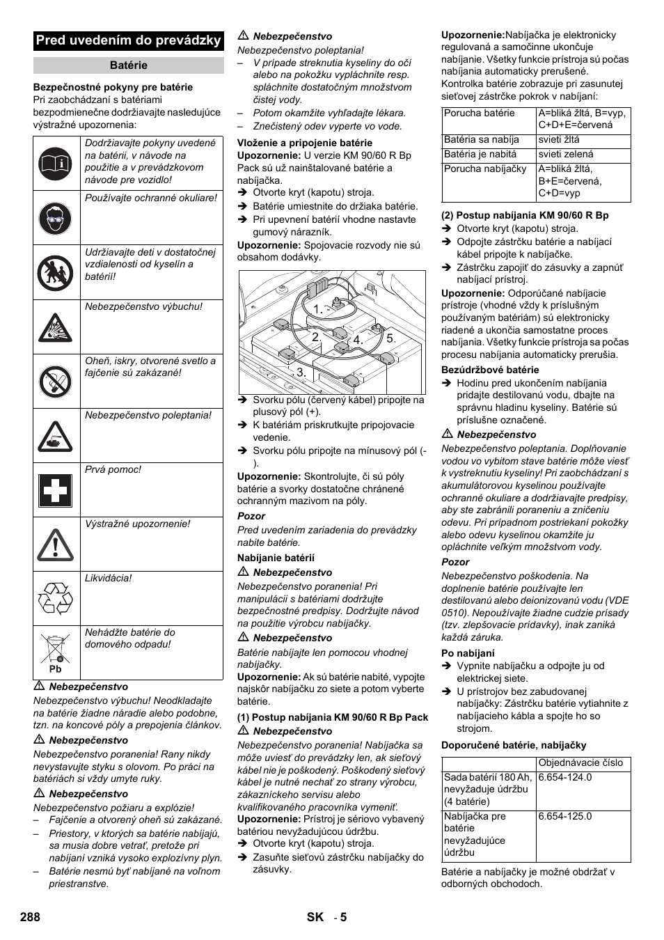 Pred uvedením do prevádzky | Karcher KM 90-60 R Bp User Manual | Page 288 / 408