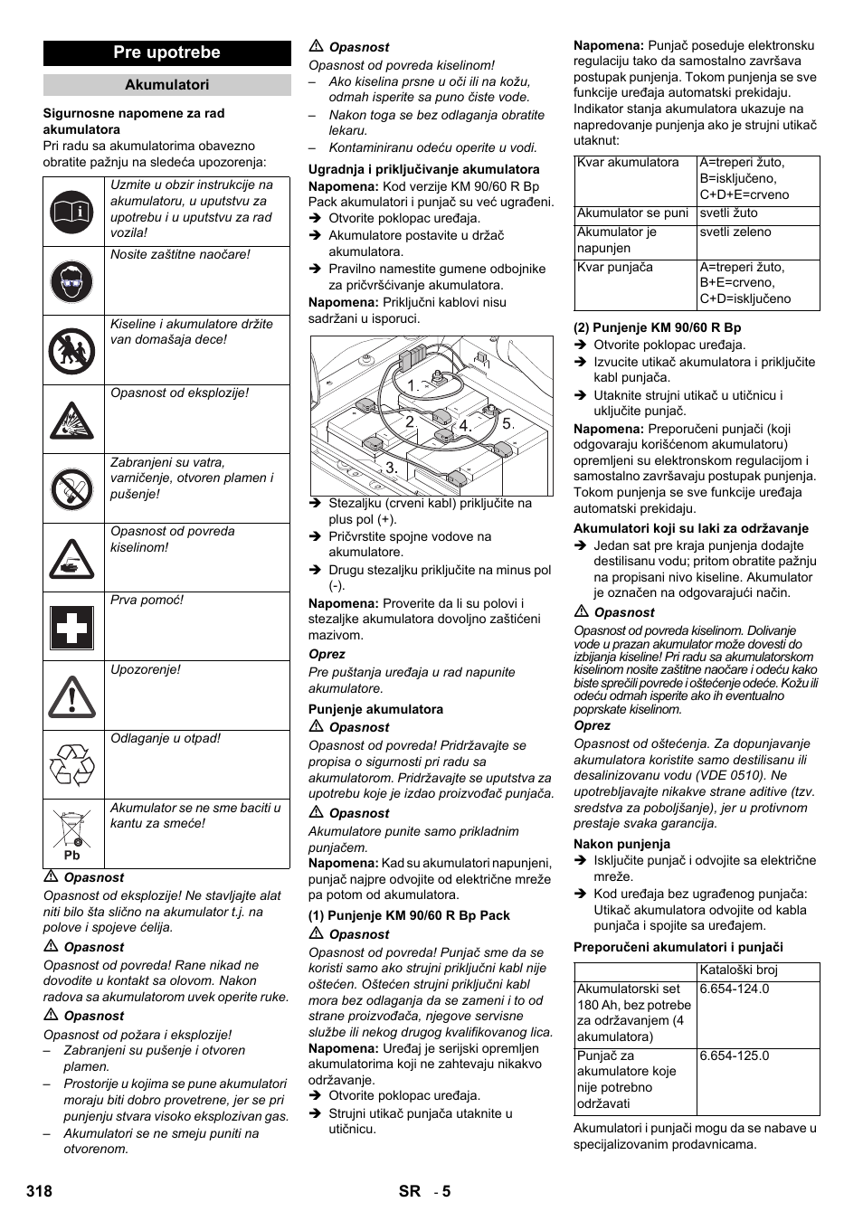 Pre upotrebe | Karcher KM 90-60 R Bp User Manual | Page 318 / 408