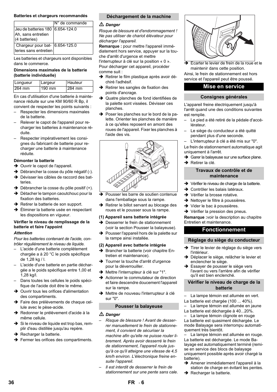 Mise en service, Fonctionnement | Karcher KM 90-60 R Bp User Manual | Page 36 / 408