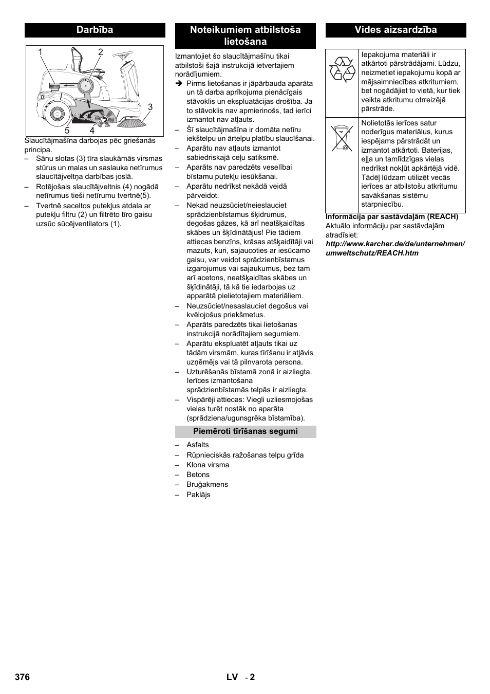 Vides aizsardzība | Karcher KM 90-60 R Bp User Manual | Page 376 / 408