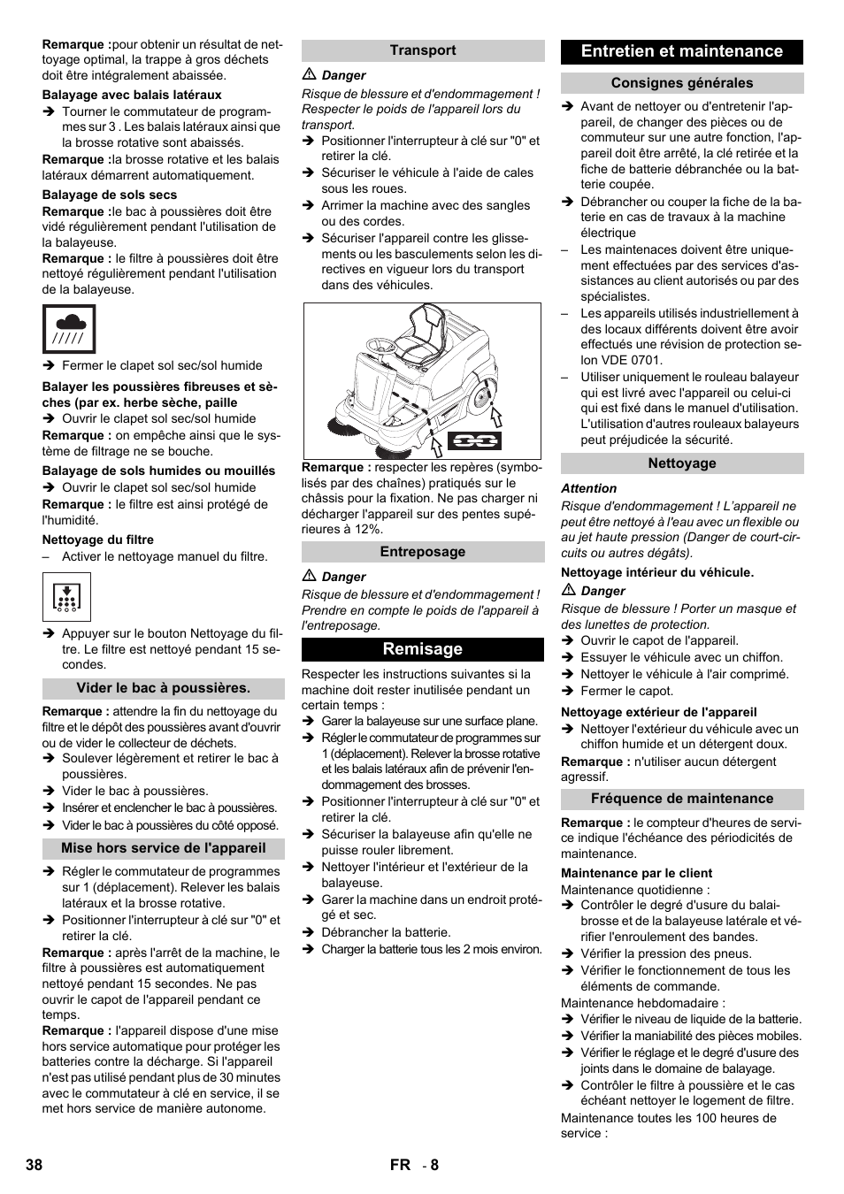 Remisage entretien et maintenance | Karcher KM 90-60 R Bp User Manual | Page 38 / 408