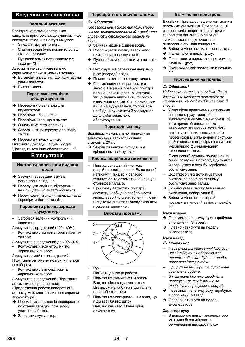 Введення в експлуатацію, Експлуатація | Karcher KM 90-60 R Bp User Manual | Page 396 / 408