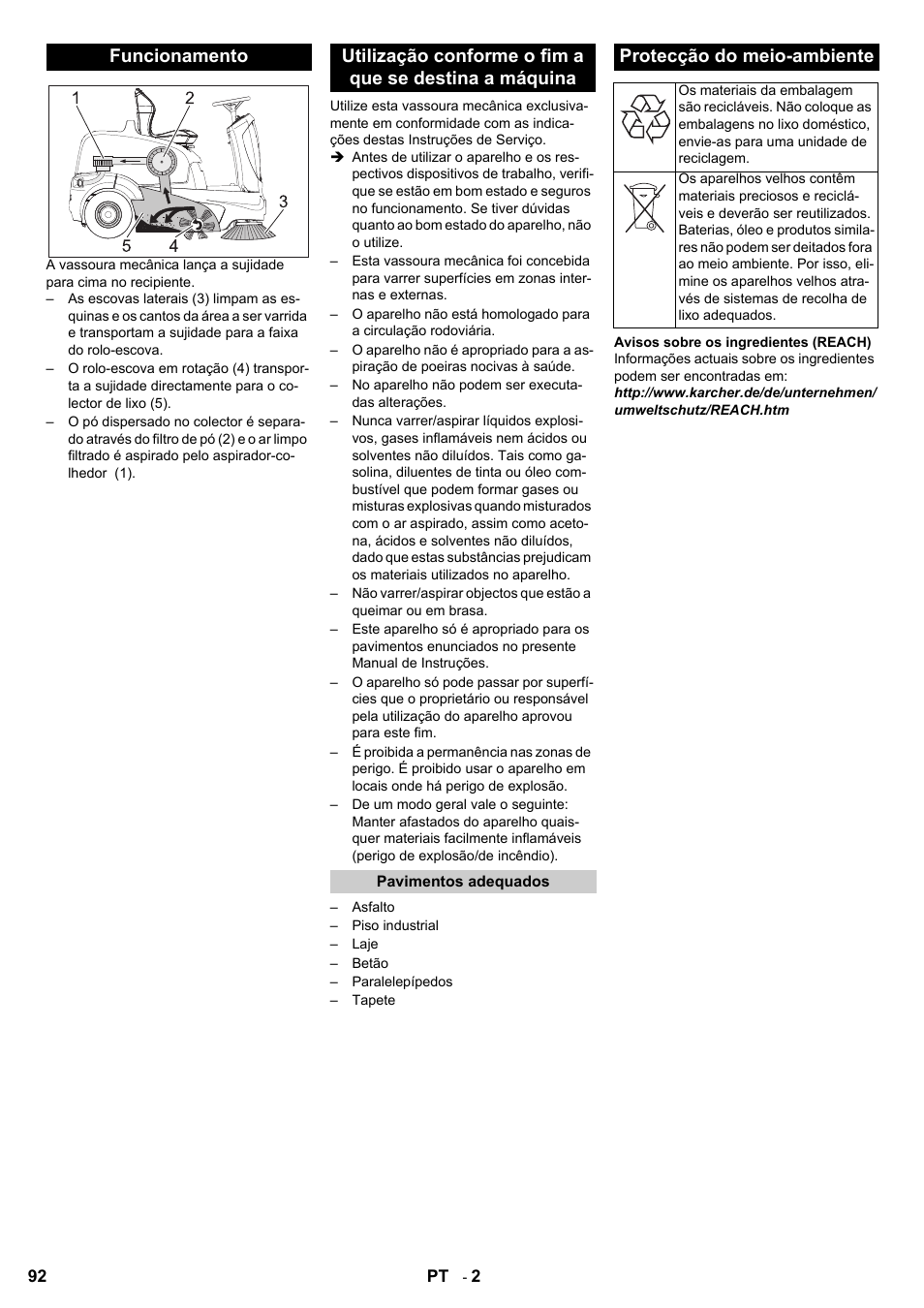 Protecção do meio-ambiente | Karcher KM 90-60 R Bp User Manual | Page 92 / 408