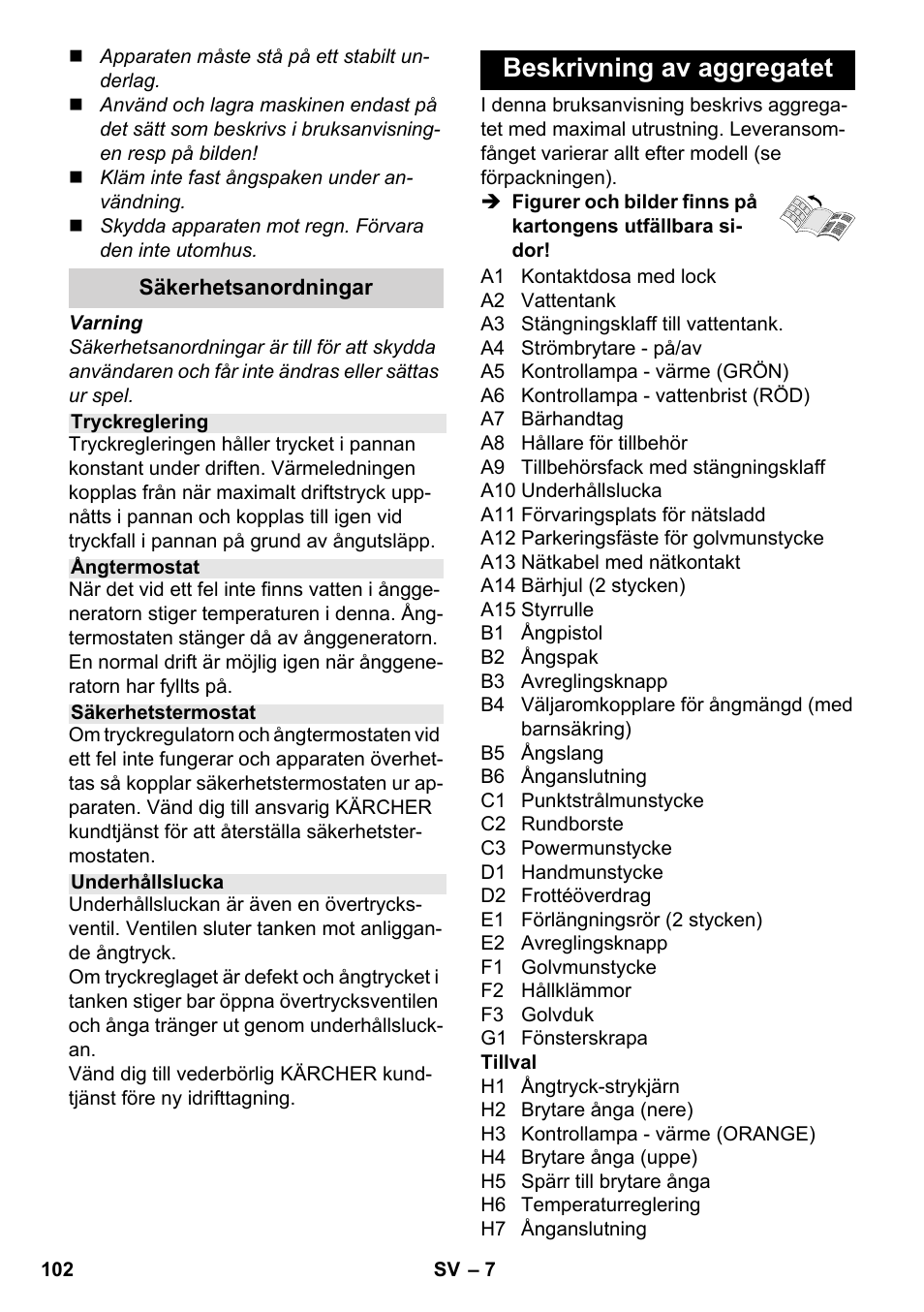 Beskrivning av aggregatet | Karcher SC 4-100 C User Manual | Page 102 / 314