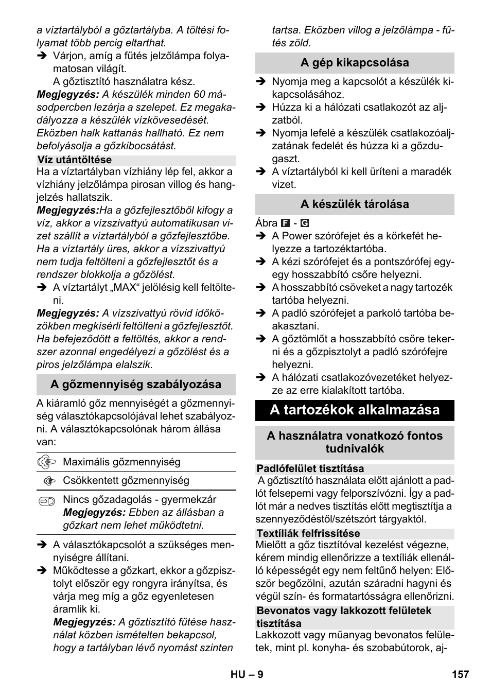 A tartozékok alkalmazása | Karcher SC 4-100 C User Manual | Page 157 / 314