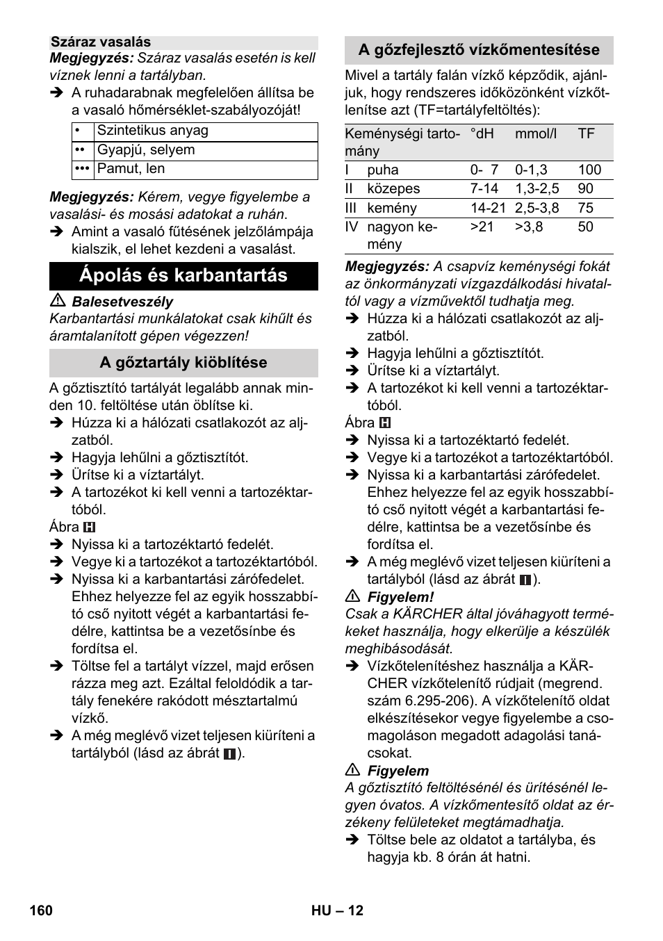 Ápolás és karbantartás | Karcher SC 4-100 C User Manual | Page 160 / 314