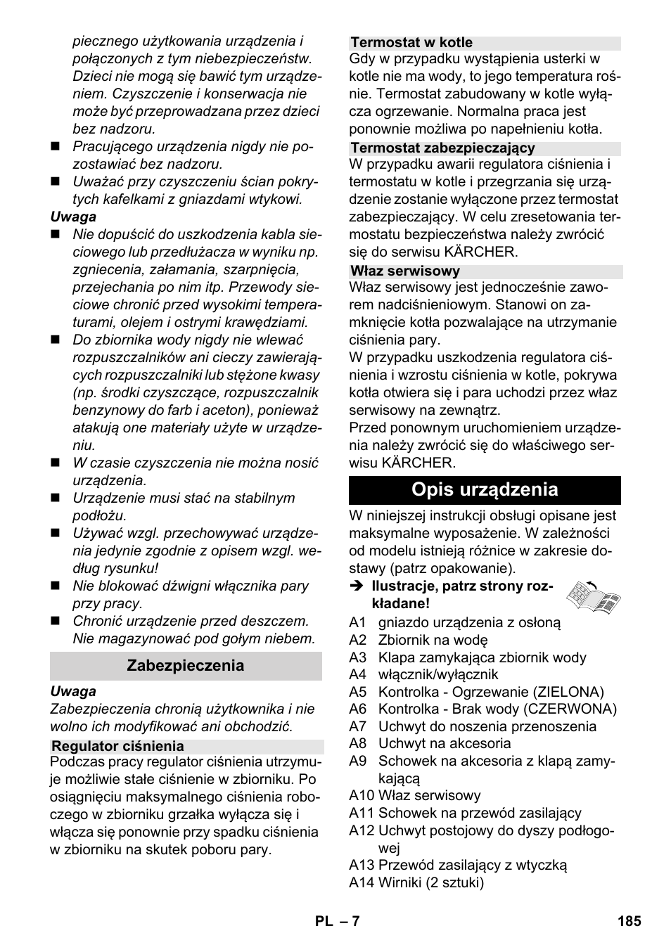 Opis urządzenia | Karcher SC 4-100 C User Manual | Page 185 / 314