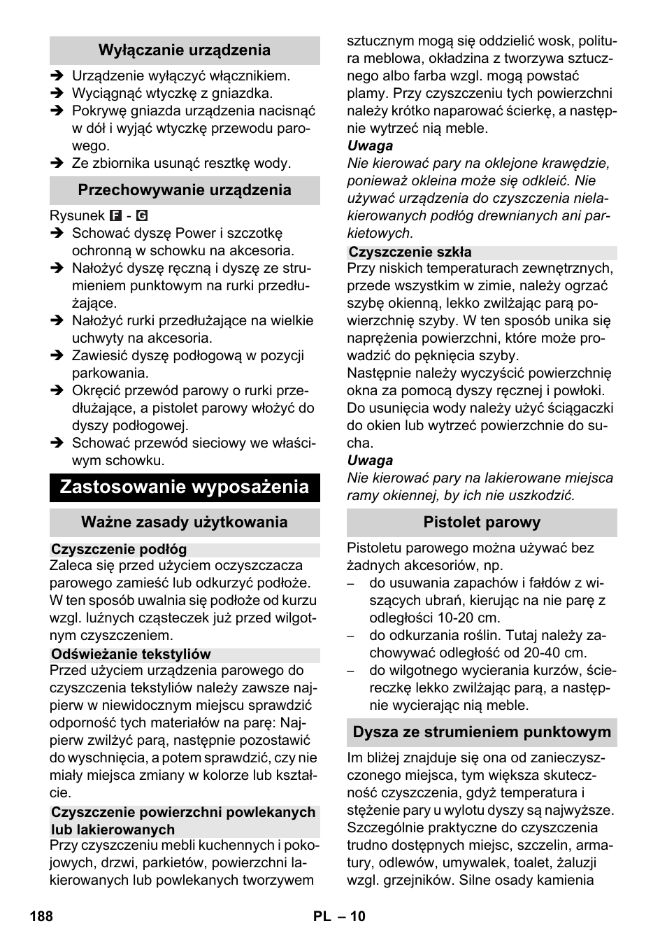 Zastosowanie wyposażenia | Karcher SC 4-100 C User Manual | Page 188 / 314