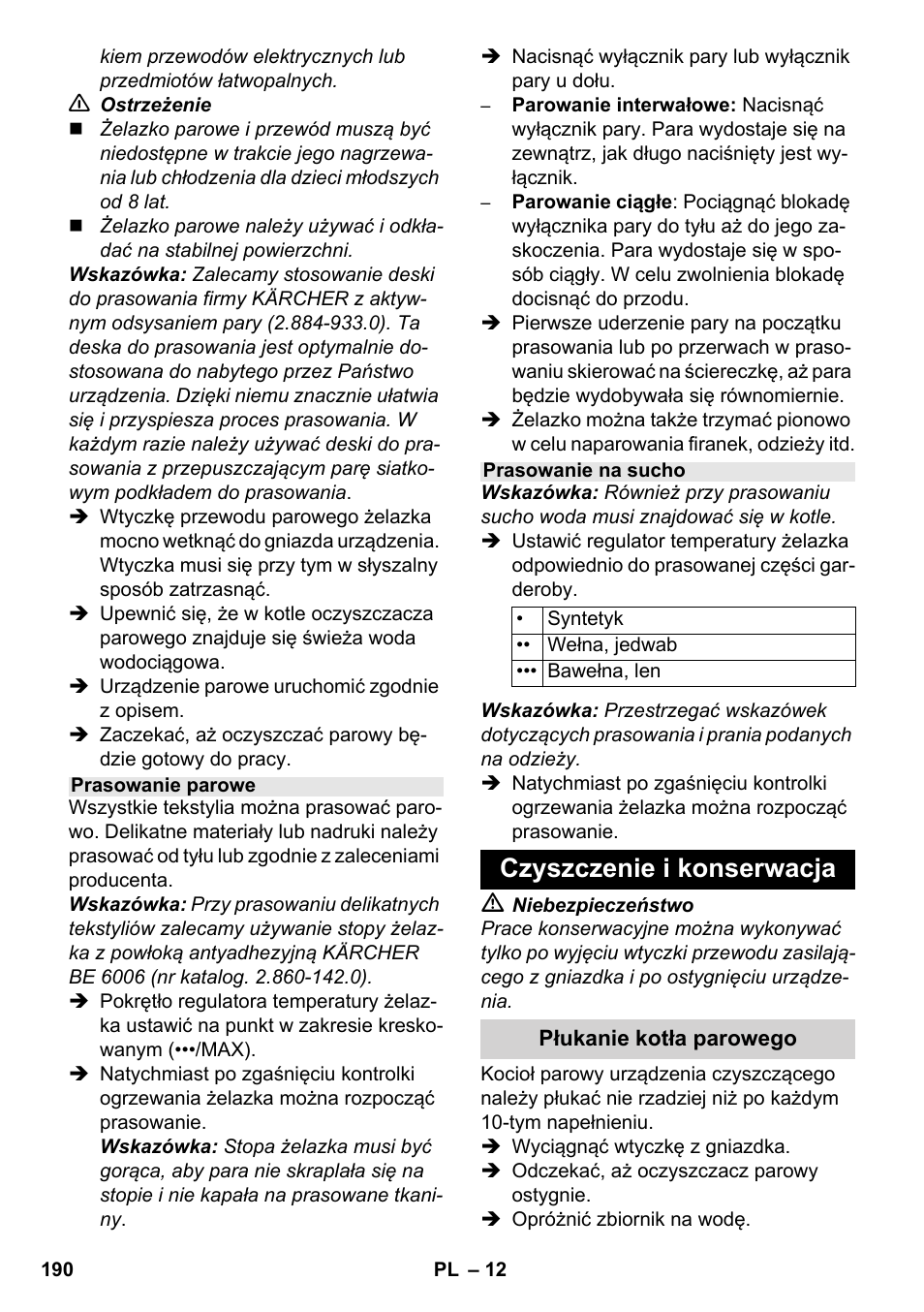 Czyszczenie i konserwacja | Karcher SC 4-100 C User Manual | Page 190 / 314