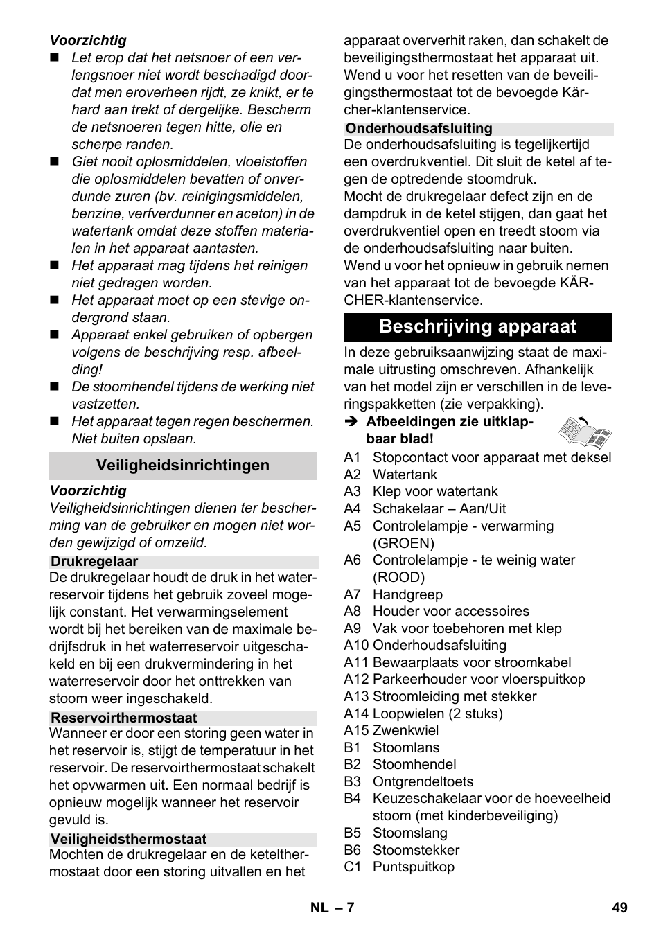 Beschrijving apparaat | Karcher SC 4-100 C User Manual | Page 49 / 314