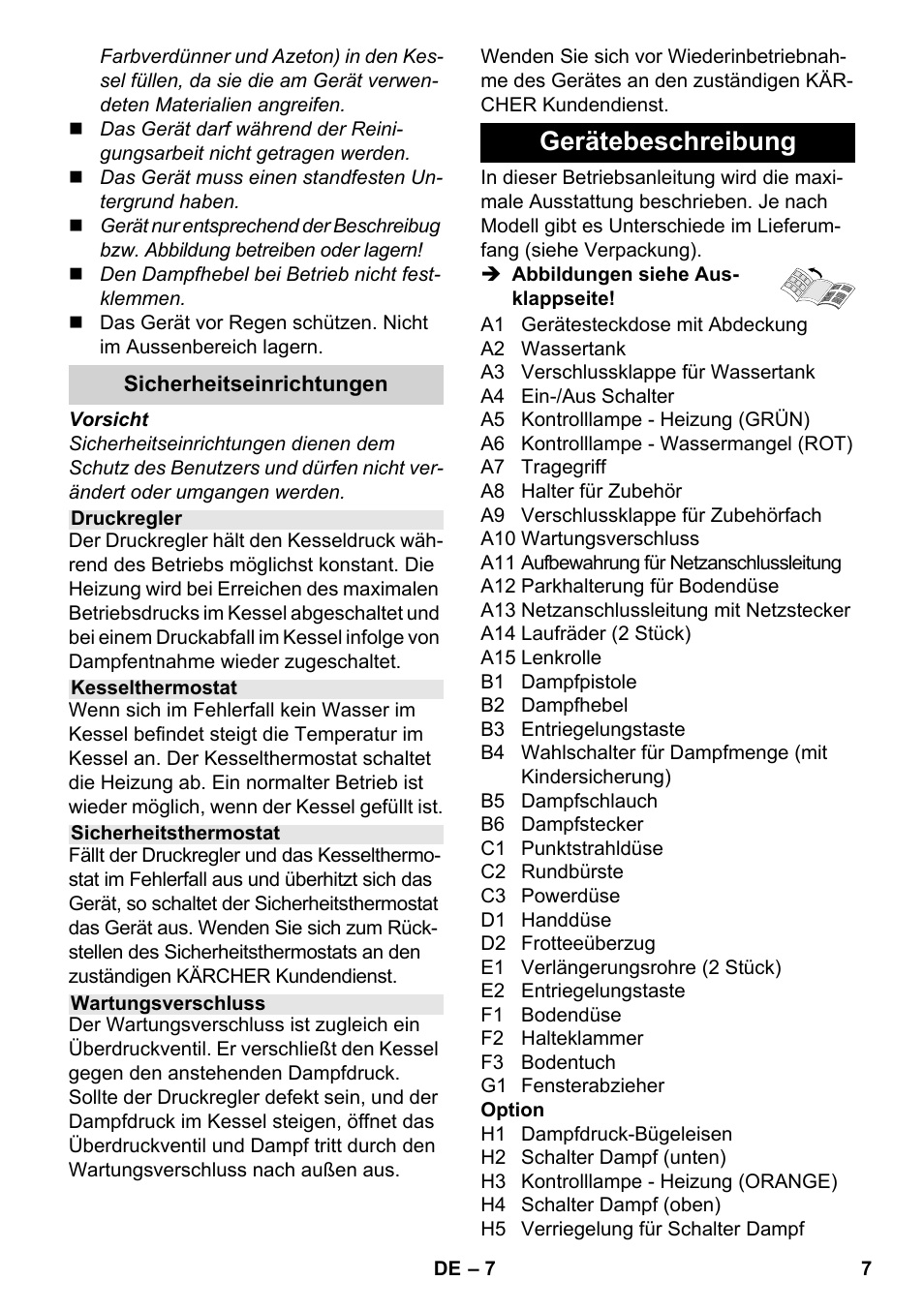 Gerätebeschreibung | Karcher SC 4-100 C User Manual | Page 7 / 314