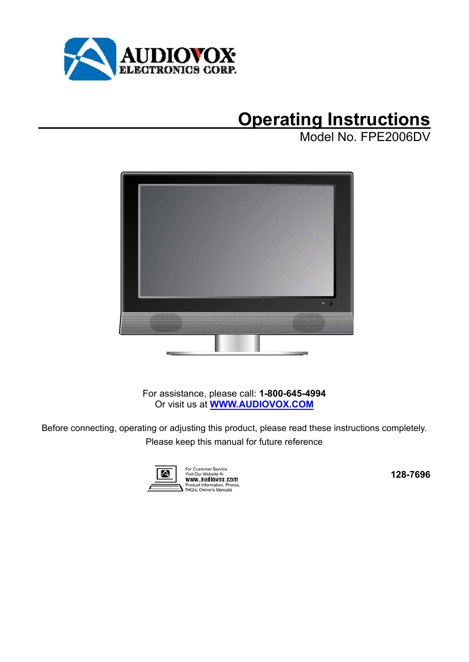 Audiovox FPE2006DV User Manual | 44 pages