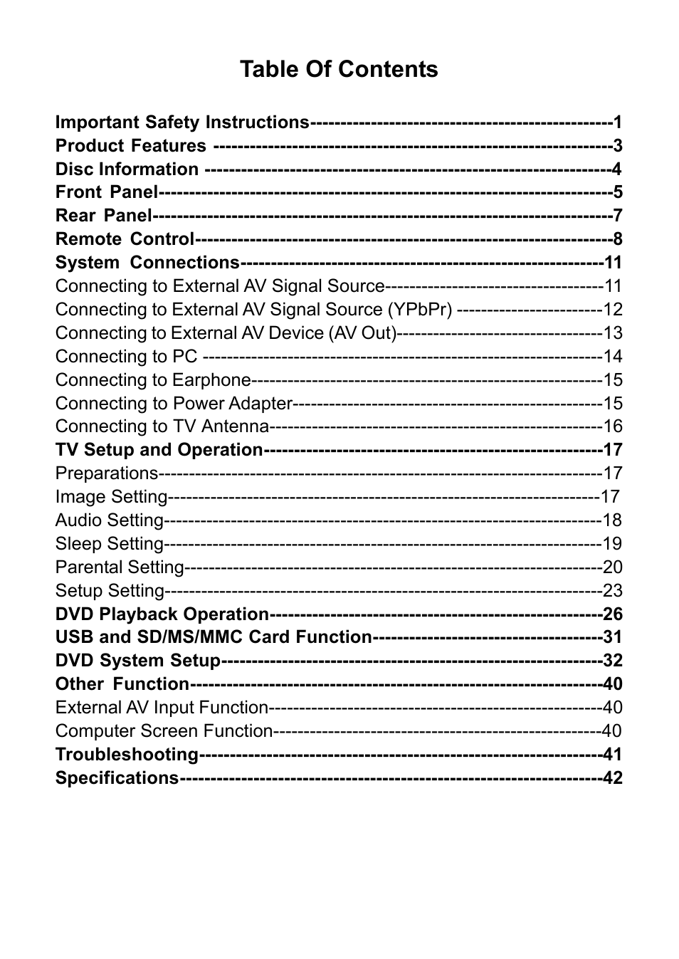 Audiovox FPE2006DV User Manual | Page 2 / 44