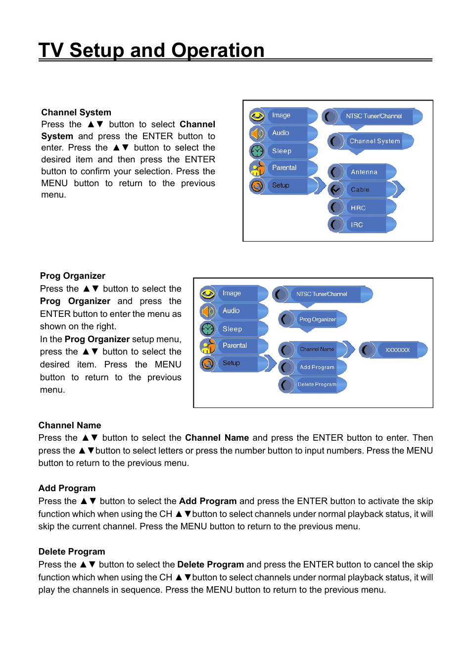 Tv setup and operation | Audiovox FPE2006DV User Manual | Page 26 / 44