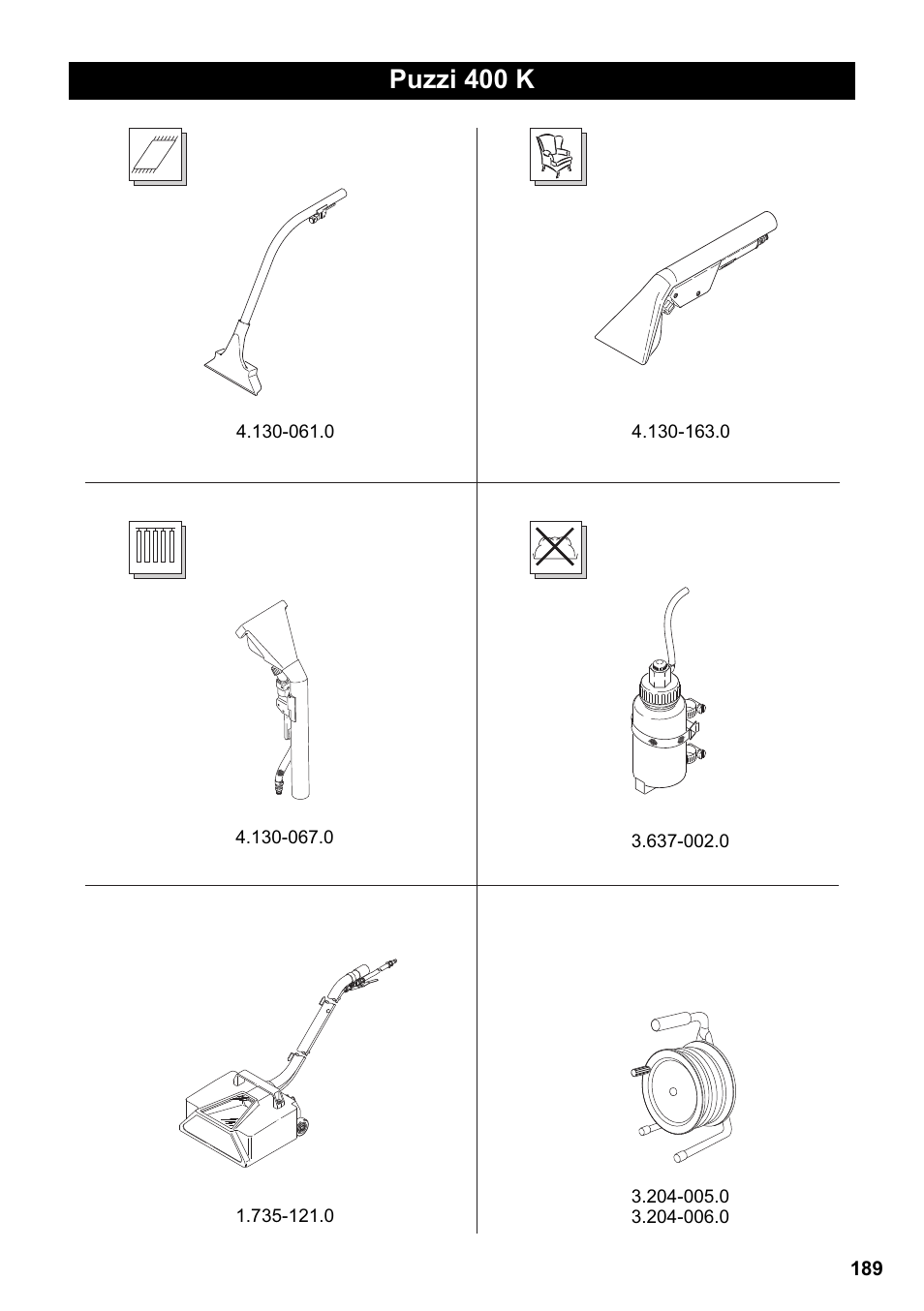 Puzzi 400 k | Karcher Puzzi 400 K User Manual | Page 189 / 192