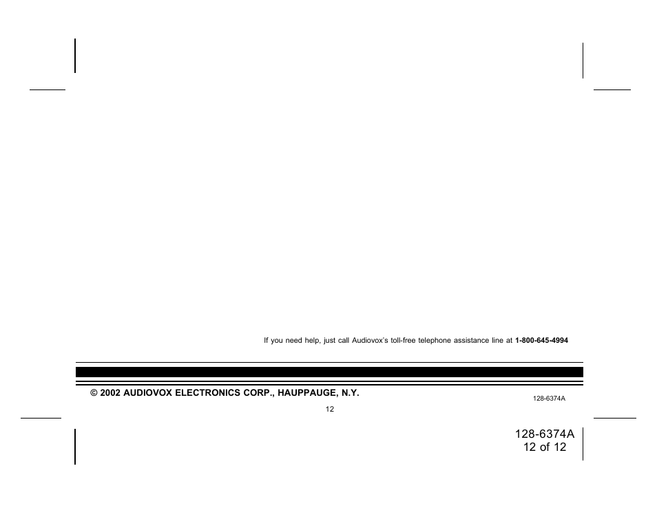 Audiovox SRSIR-001 User Manual | Page 12 / 12