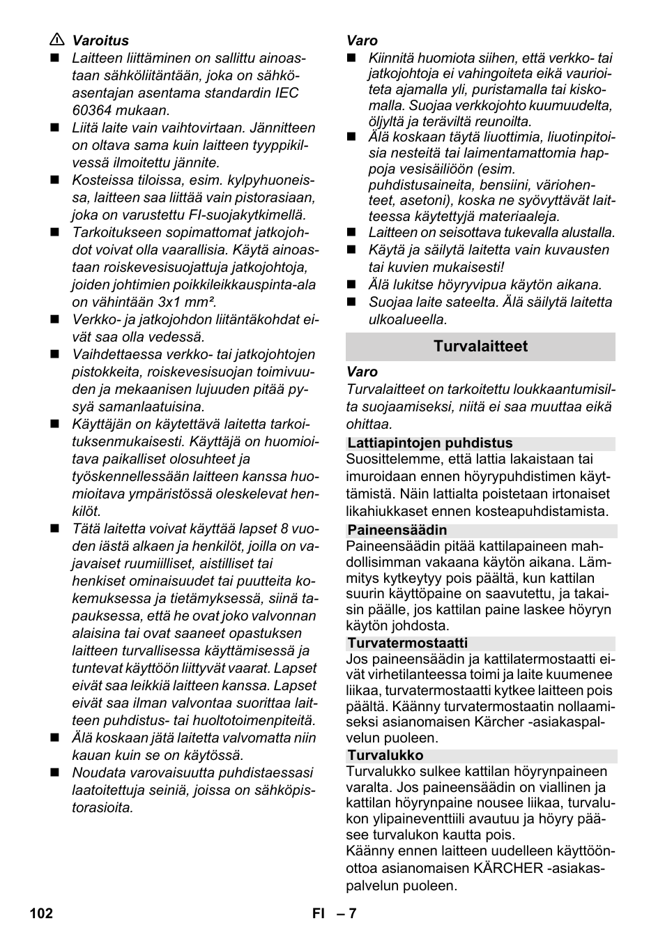 Karcher SC 3-100 B User Manual | Page 102 / 278