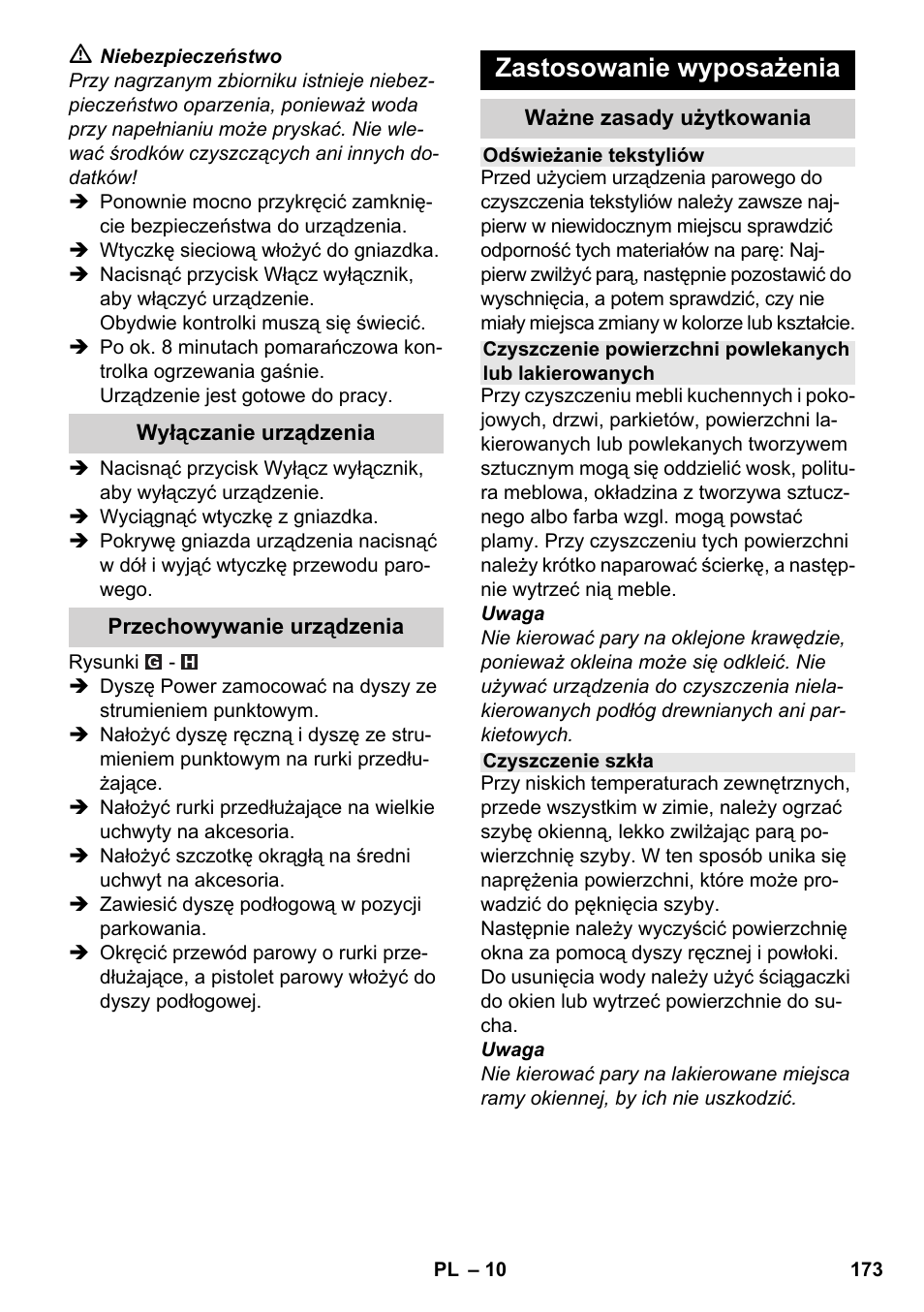 Zastosowanie wyposażenia | Karcher SC 3-100 B User Manual | Page 173 / 278