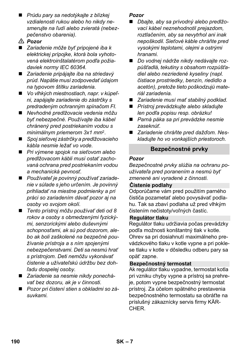 Karcher SC 3-100 B User Manual | Page 190 / 278