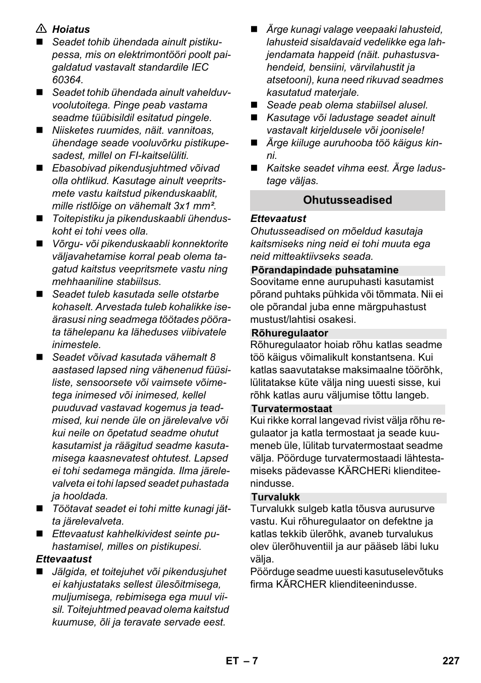 Karcher SC 3-100 B User Manual | Page 227 / 278