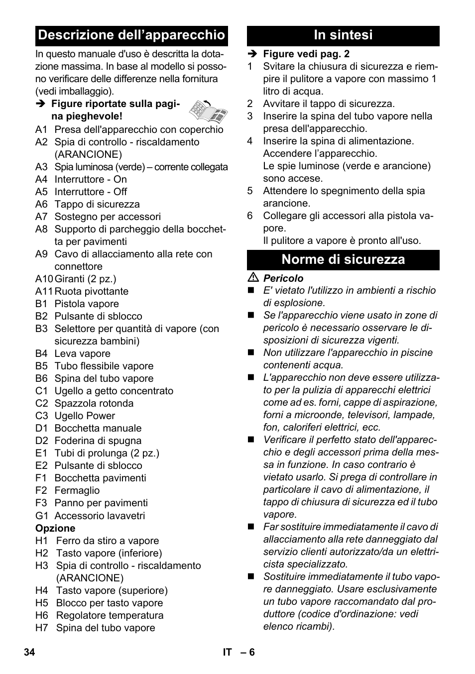 Descrizione dell’apparecchio | Karcher SC 3-100 B User Manual | Page 34 / 278