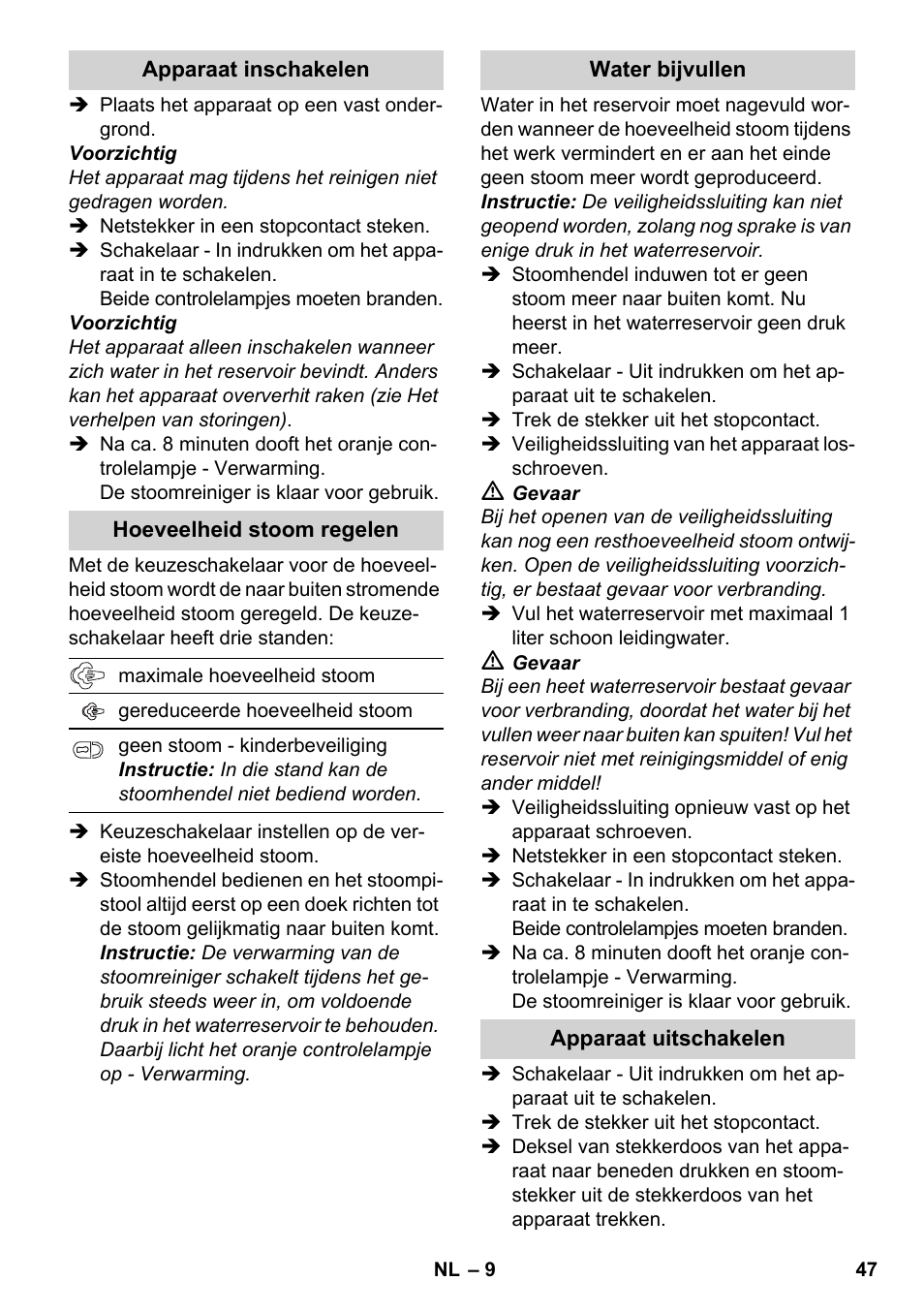 Karcher SC 3-100 B User Manual | Page 47 / 278