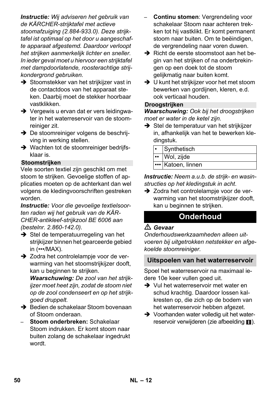 Onderhoud | Karcher SC 3-100 B User Manual | Page 50 / 278