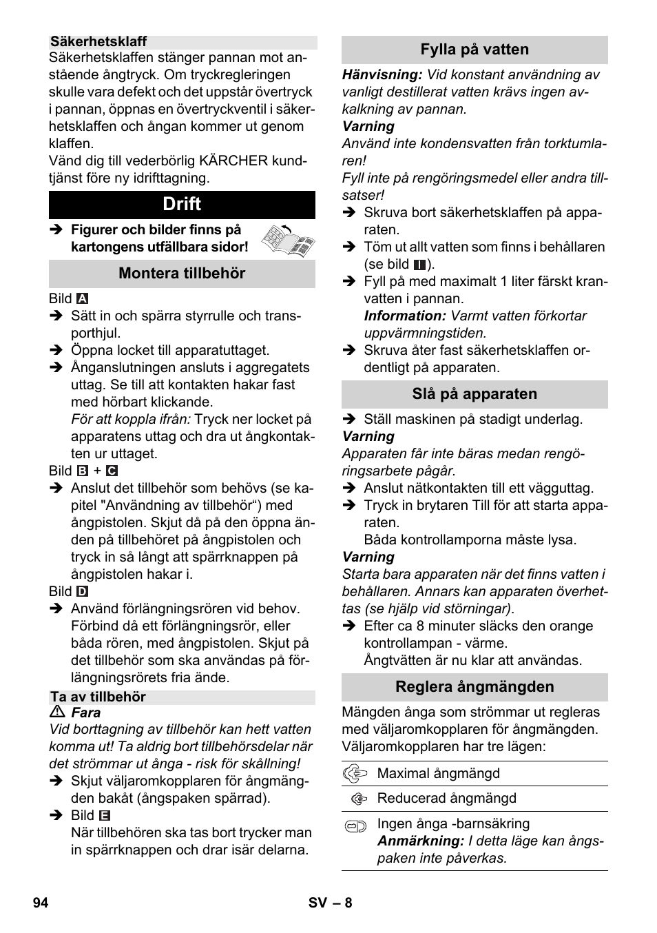 Drift | Karcher SC 3-100 B User Manual | Page 94 / 278