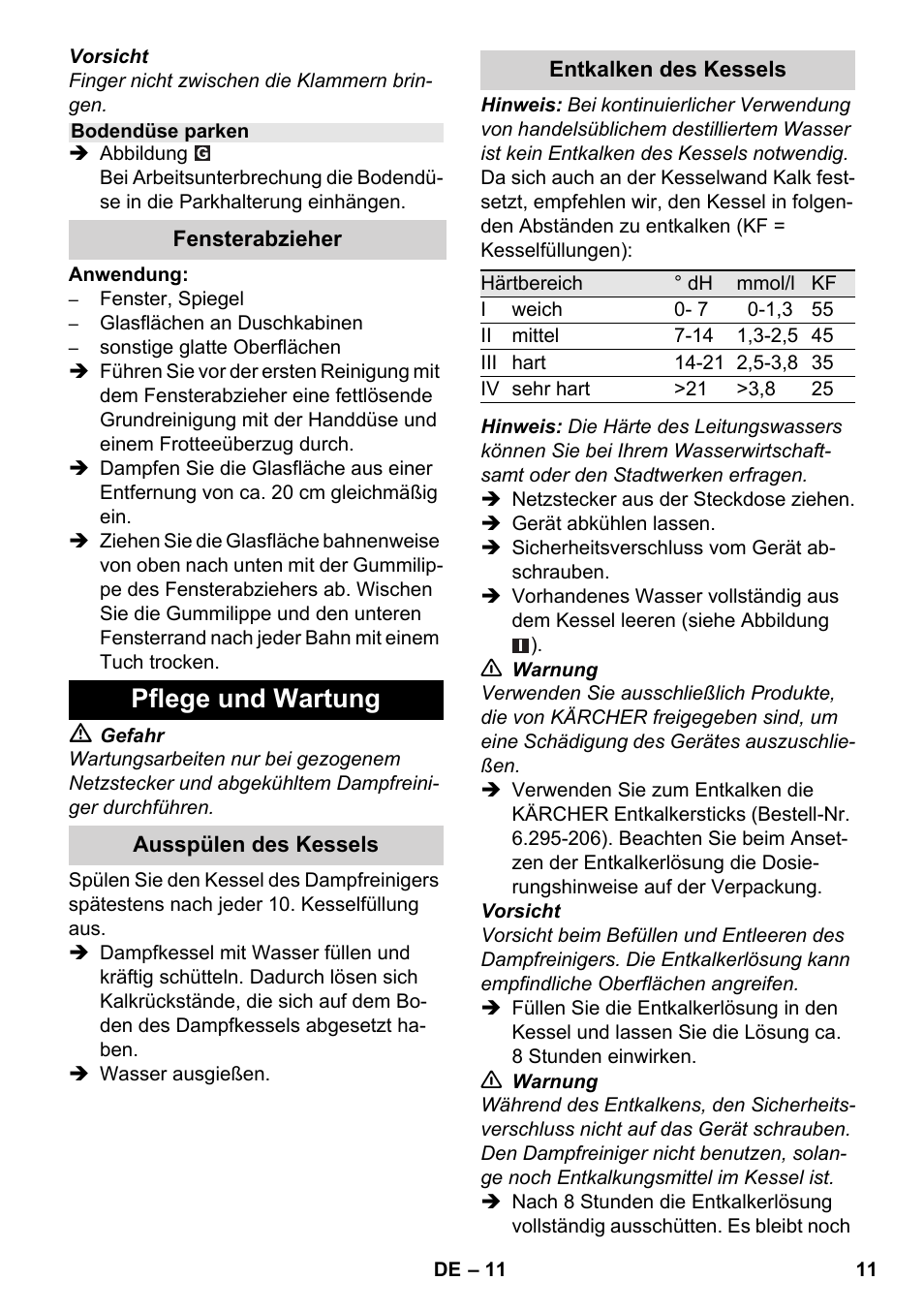 Pflege und wartung | Karcher SC 3-000 User Manual | Page 11 / 238