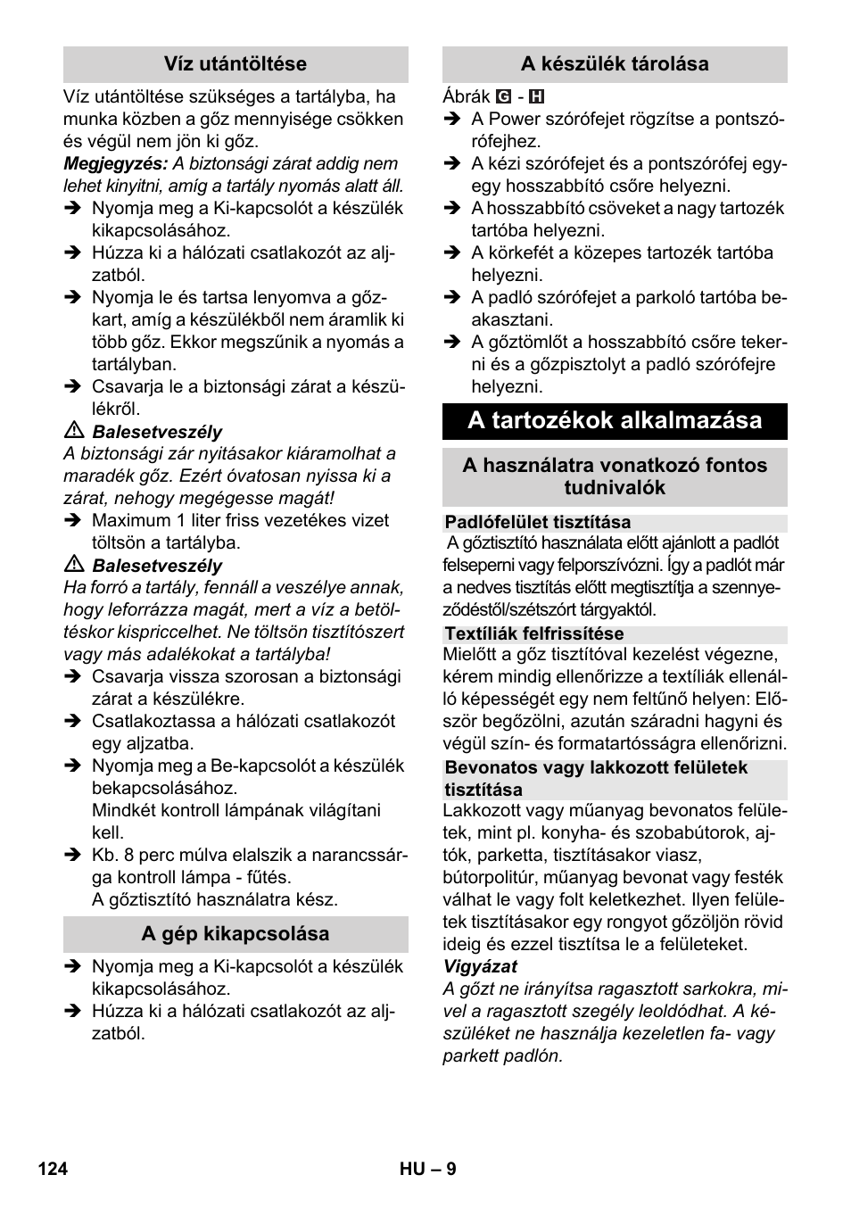 A tartozékok alkalmazása | Karcher SC 3-000 User Manual | Page 124 / 238