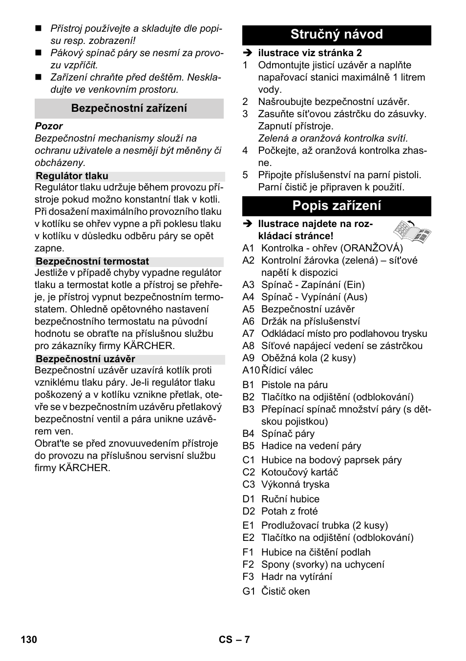 Stručný návod popis zařízení | Karcher SC 3-000 User Manual | Page 130 / 238