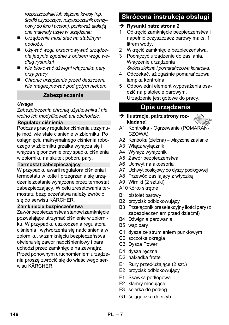 Skrócona instrukcja obsługi opis urządzenia | Karcher SC 3-000 User Manual | Page 146 / 238