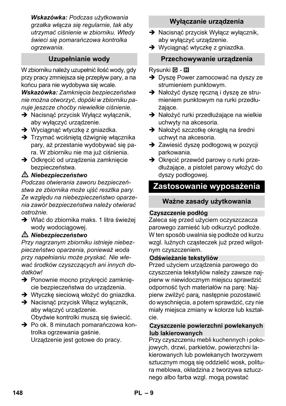 Zastosowanie wyposażenia | Karcher SC 3-000 User Manual | Page 148 / 238