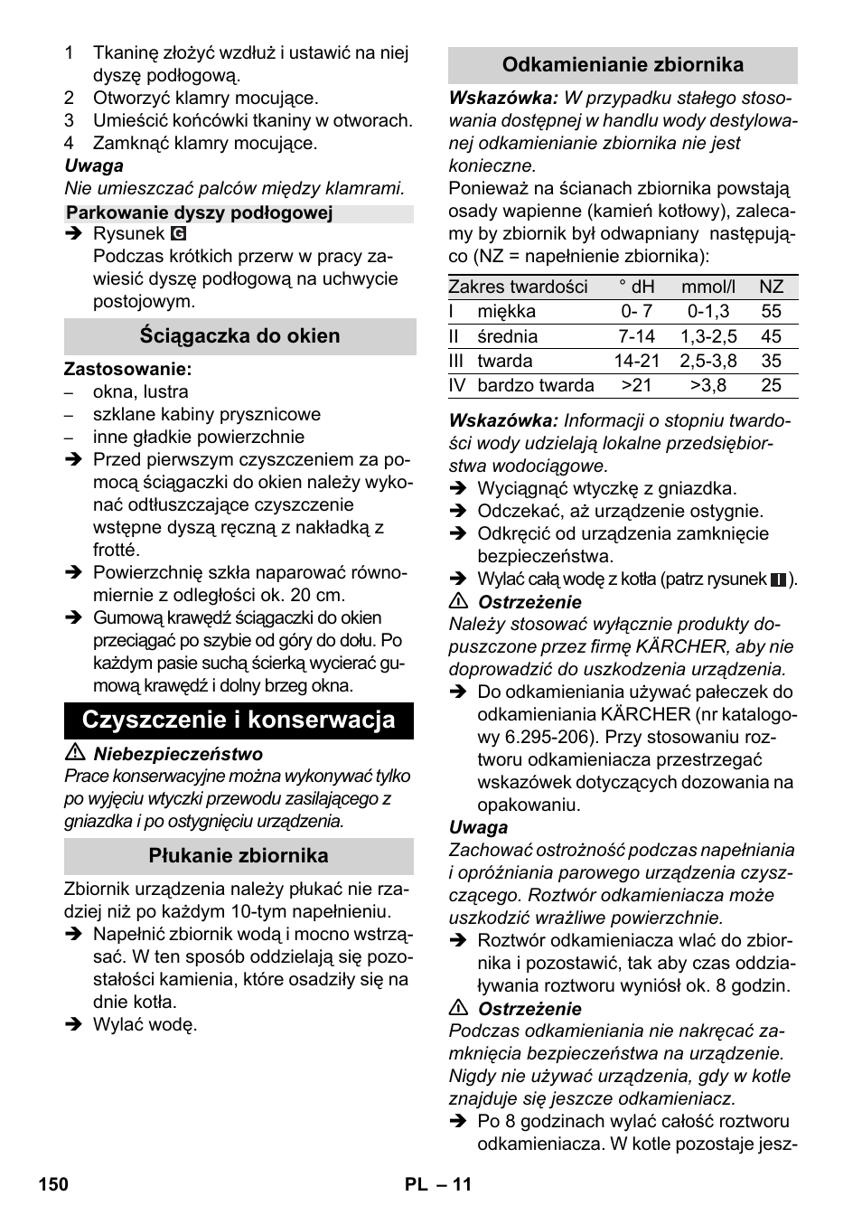 Czyszczenie i konserwacja | Karcher SC 3-000 User Manual | Page 150 / 238
