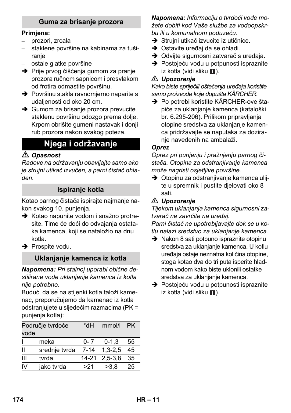 Njega i održavanje | Karcher SC 3-000 User Manual | Page 174 / 238