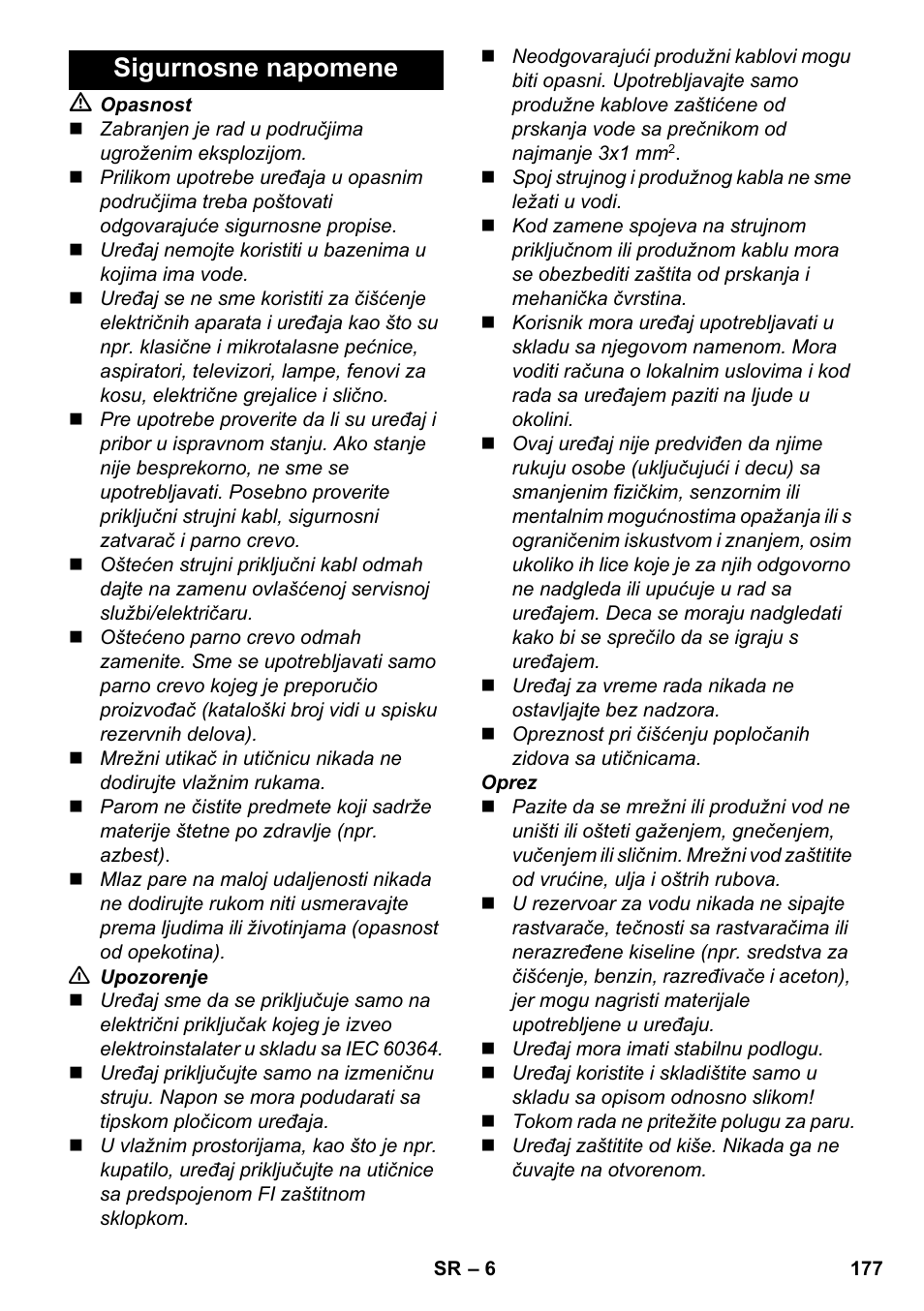 Sigurnosne napomene | Karcher SC 3-000 User Manual | Page 177 / 238