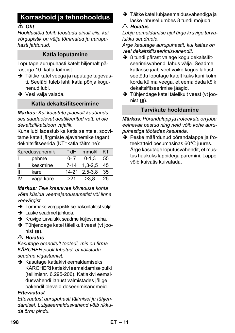 Korrashoid ja tehnohooldus | Karcher SC 3-000 User Manual | Page 198 / 238