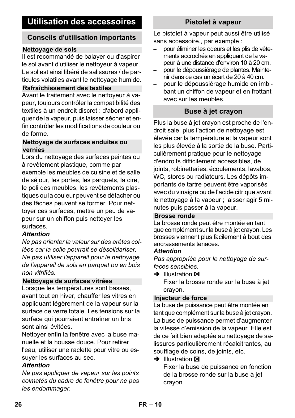 Utilisation des accessoires | Karcher SC 3-000 User Manual | Page 26 / 238