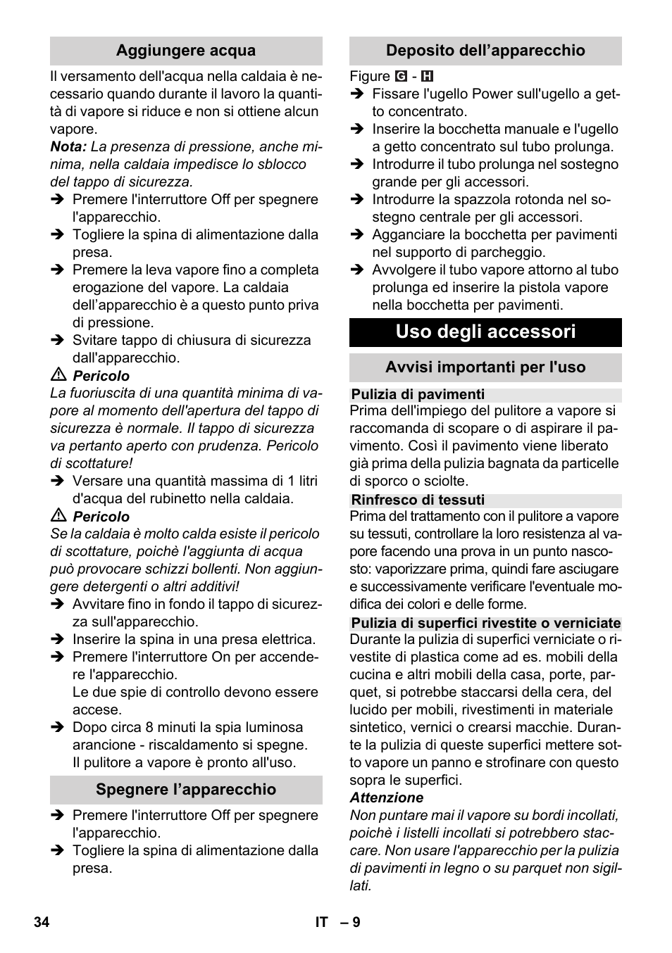 Uso degli accessori | Karcher SC 3-000 User Manual | Page 34 / 238