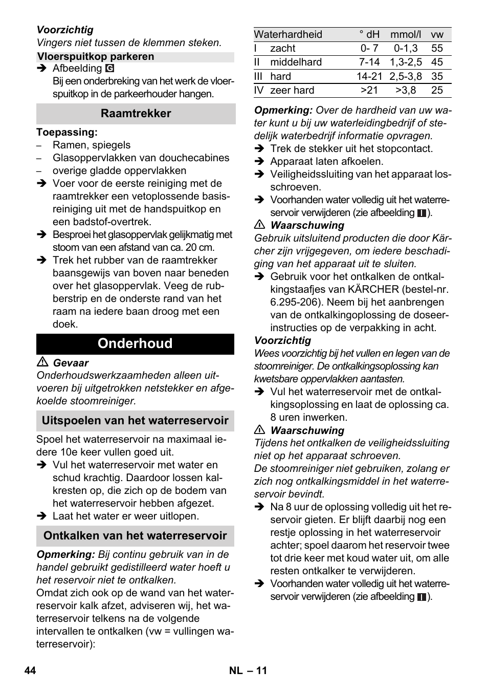 Onderhoud | Karcher SC 3-000 User Manual | Page 44 / 238