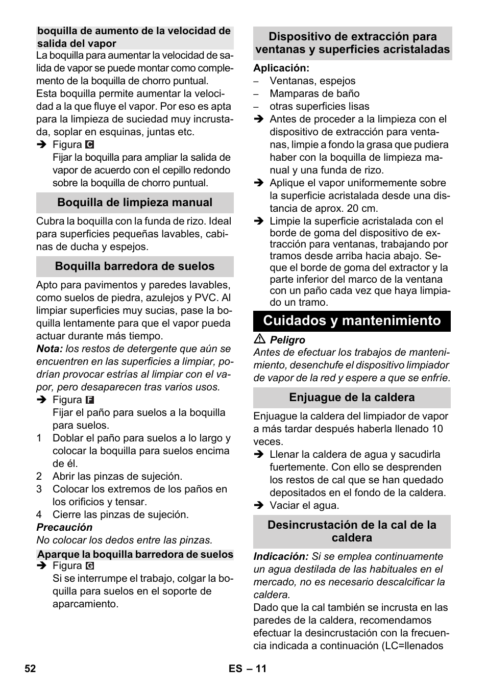 Cuidados y mantenimiento | Karcher SC 3-000 User Manual | Page 52 / 238