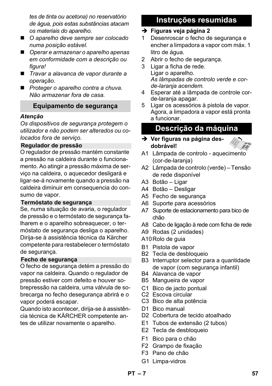 Instruções resumidas descrição da máquina | Karcher SC 3-000 User Manual | Page 57 / 238