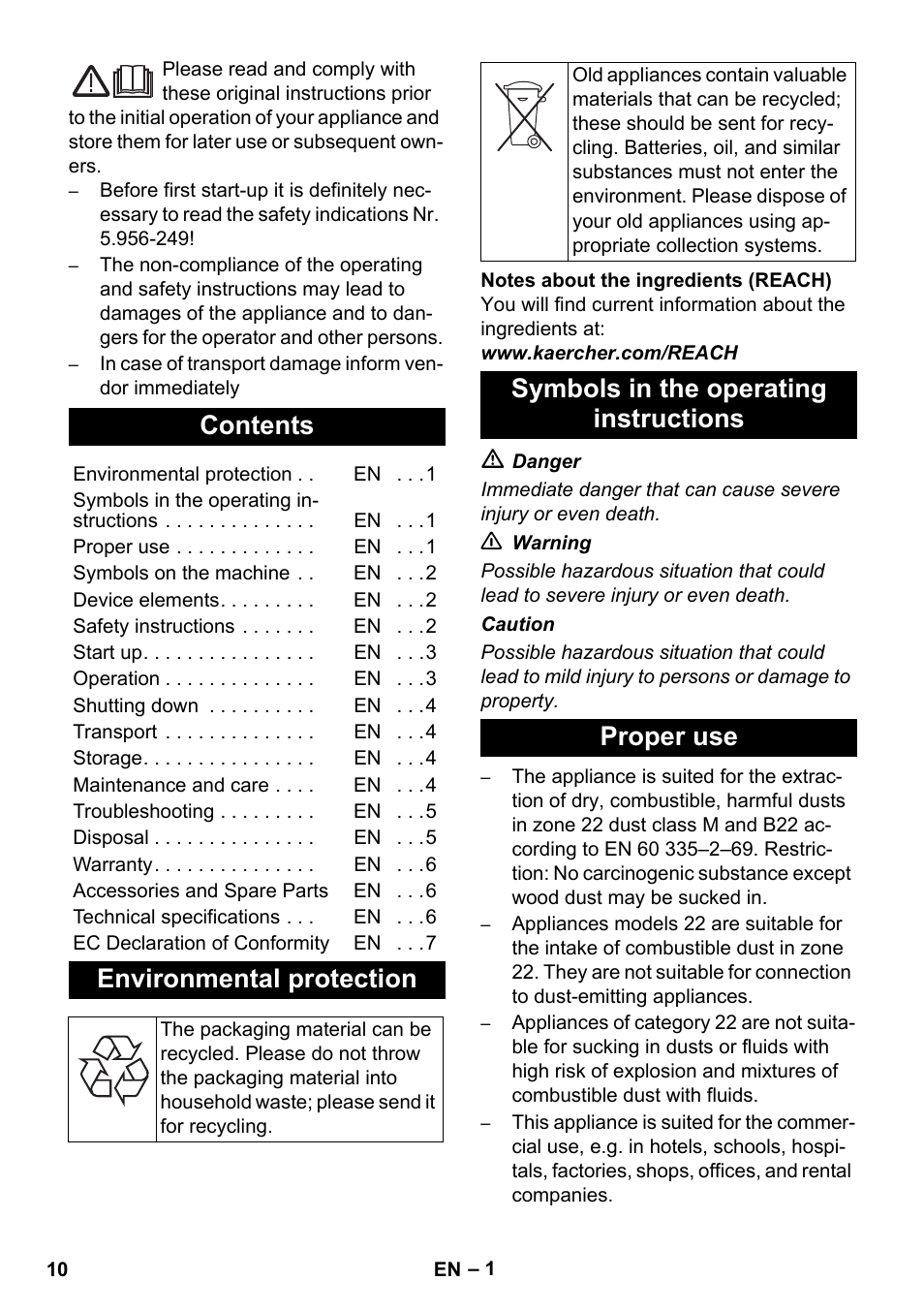 Karcher NT 80-1 B1 M EU User Manual | Page 10 / 200