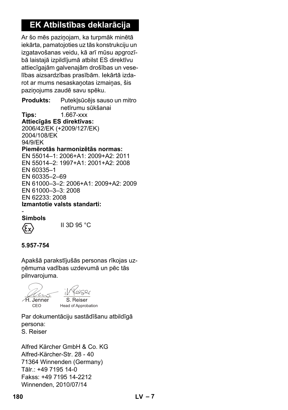 Ek atbilstības deklarācija | Karcher NT 80-1 B1 M EU User Manual | Page 180 / 200