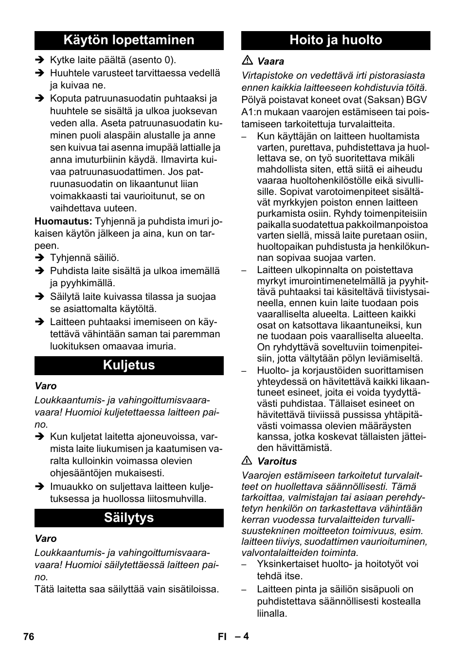 Karcher NT 80-1 B1 M EU User Manual | Page 76 / 200