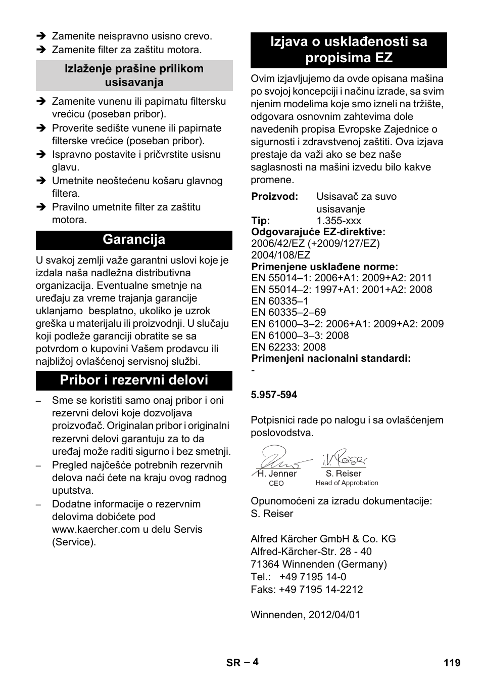 Karcher T 15-1+ ESB28 EU User Manual | Page 119 / 156