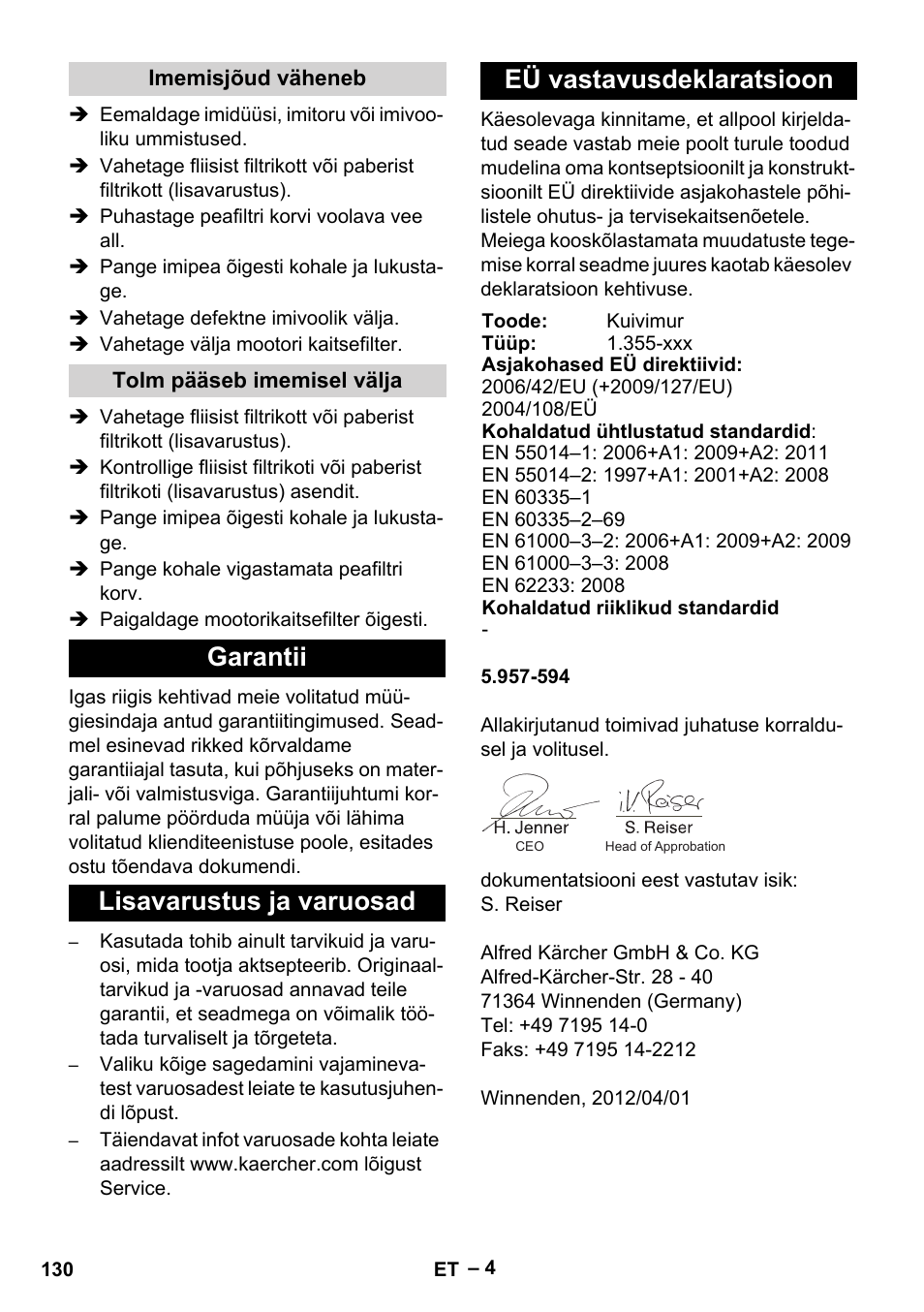 Karcher T 15-1+ ESB28 EU User Manual | Page 130 / 156